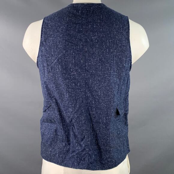 POST O'ALLS Size L Navy Grey Marbled Cotton Utility Vest - Picture 4 of 6